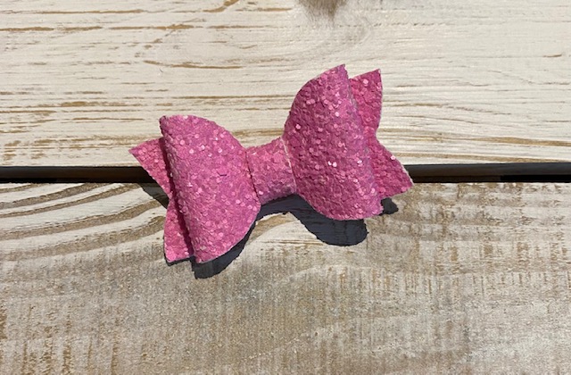 Candy Pink Small Glitter Bow-
