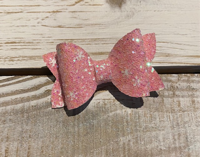 Pink Snowflake Small Glitter Bow-