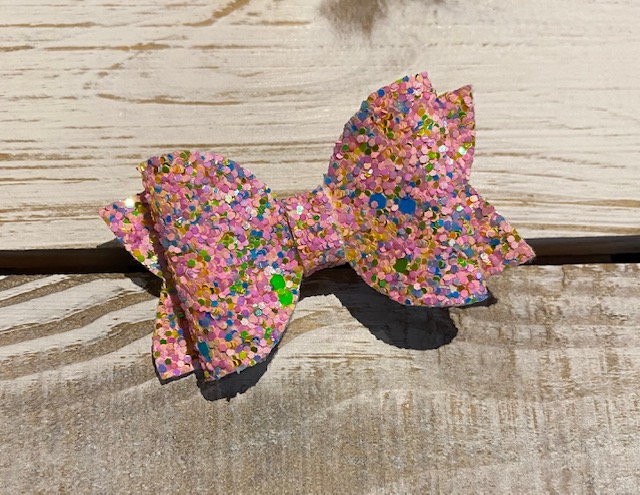 Pink and Blue Sugar Sprinkles Small Glitter Bow-