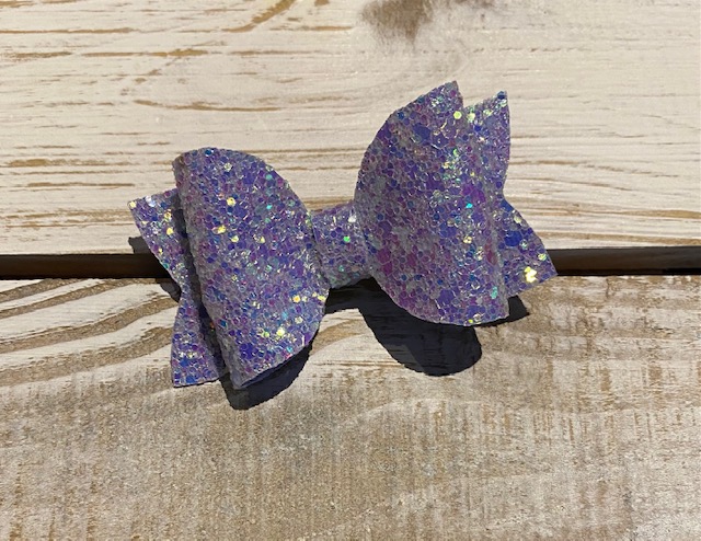 Purple Holographic Small Glitter Bow-