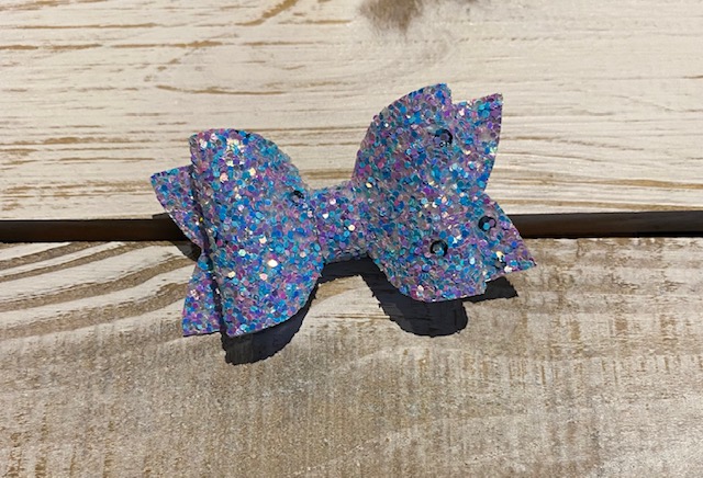 Aqua Lilac Dreams Small Glitter Bow-