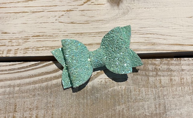 Minty Mint Small Glitter Bow-
